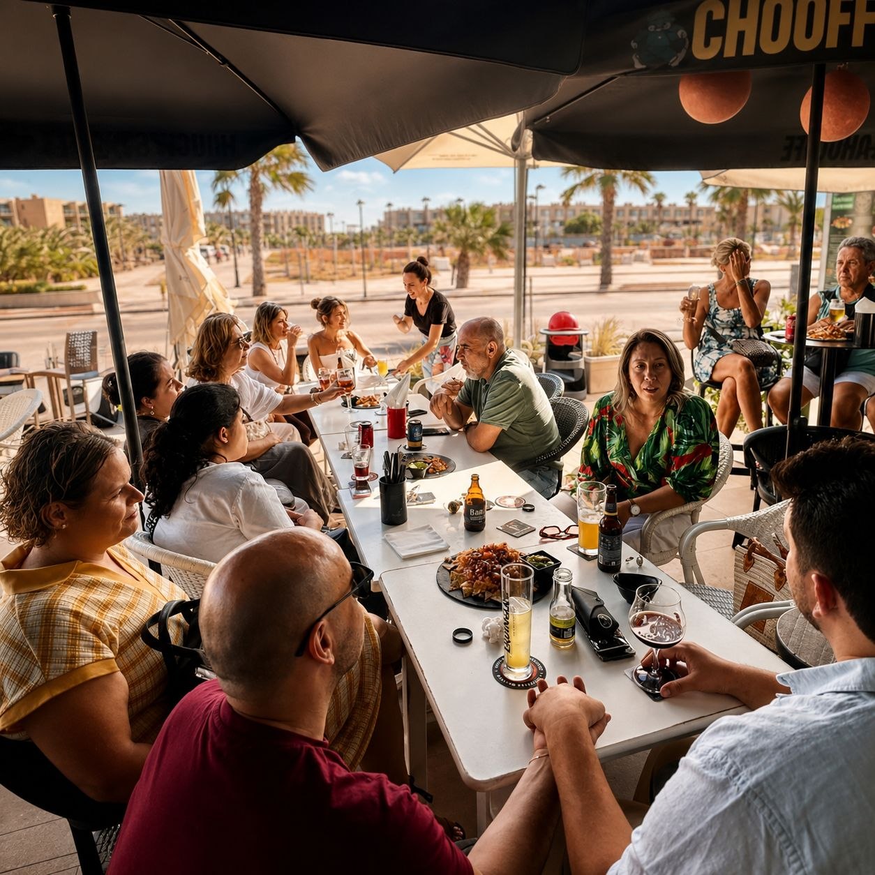 Terraza de Rock N Hopz en La Tejita, cerca del aeropuerto Tenerife Sur